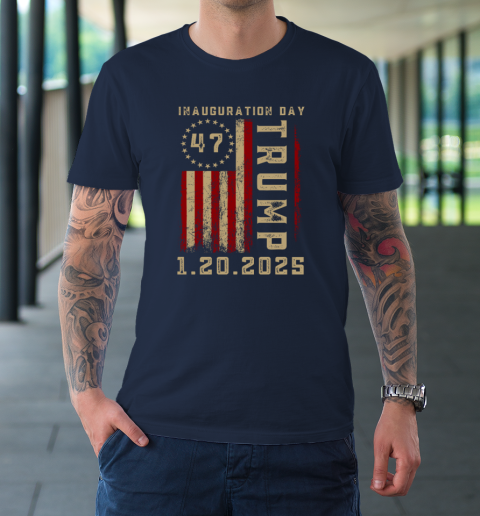 Donald Trump Inauguration Day 2025 47th President 47 US Flag T-Shirt 2