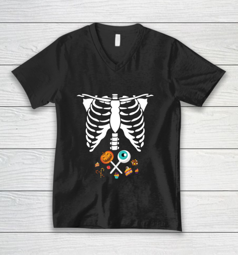 Halloween Skeleton Candy Funny X Ray Kids Boys Girls Gift V-Neck T-Shirt