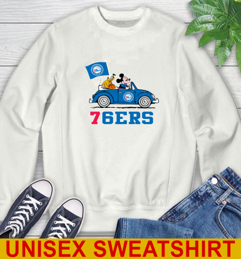 NBA Basketball Philadelphia 76ers Pluto Mickey Driving Disney Shirt Sweatshirt