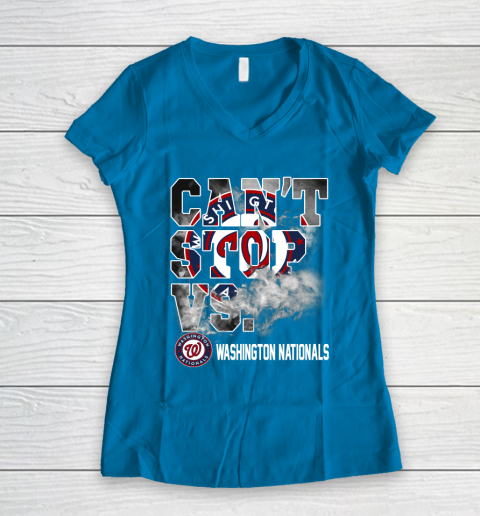 MLB Washington Nationals Baseball Can't Stop Vs Nationals Women's V-Neck T-Shirt 5