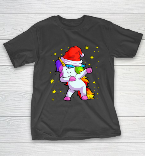 Christmas Unicorn Shirt for Girls Santa Hat Xmas Gift T-Shirt