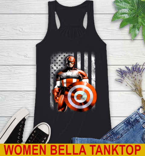 Cleveland Browns NFL Football Captain America Marvel Avengers American Flag Shirt Racerback Tank