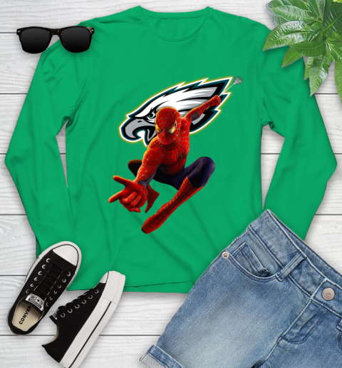 NFL Spider Man Avengers Endgame Football Philadelphia Eagles Youth Long Sleeve 6