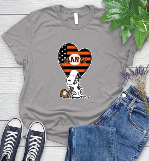 San Francisco Giants MLB Baseball The Peanuts Movie Adorable Snoopy Women's T-Shirt 5