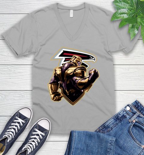 NFL Thanos Avengers Endgame Football Sports Atlanta Falcons V-Neck T-Shirt 4