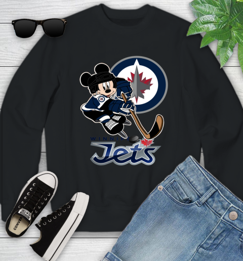 NHL Winnipeg Jets Mickey Mouse Disney Hockey T Shirt Youth Sweatshirt 2