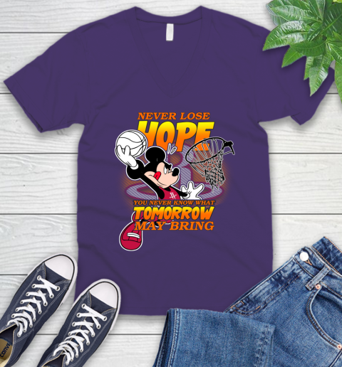 Houston Rockets NBA Basketball Mickey Disney Never Lose Hope V-Neck T-Shirt 9