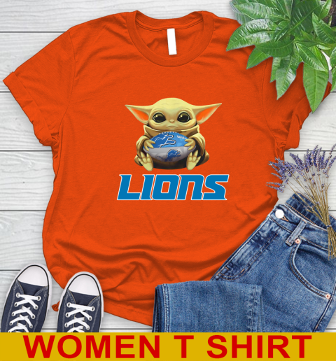 NFL Football Detroit Lions Baby Yoda Star Wars Shirt Women's T-Shirt 4