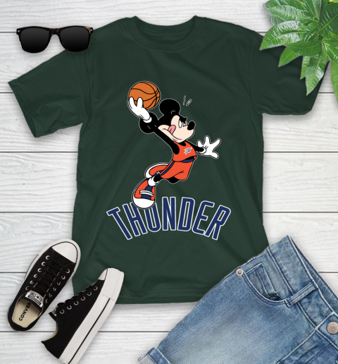 NBA Basketball Oklahoma City Thunder Cheerful Mickey Mouse Shirt Youth T-Shirt 5