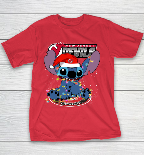 New Jersey Devils NHL Hockey noel stitch Christmas Youth T-Shirt 6