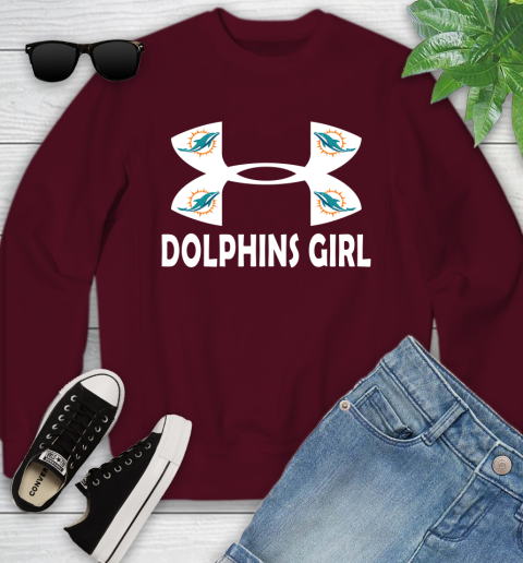NFL Miami Dolphins Girl Under Armour Football Sports Youth Sweatshirt 4