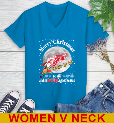 Detroit Red Wings Merry Christmas To All And To Red Wings A Good Season NHL Hockey Sports Women's V-Neck T-Shirt 7