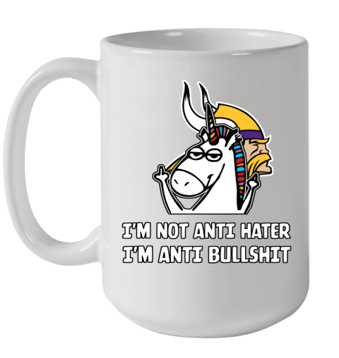 Minnesota Vikings NFL Football Unicorn I'm Not Anti Hater I'm Anti Bullshit Ceramic Mug 15oz