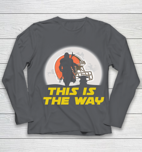 Cleveland Browns NFL Football Star Wars Yoda And Mandalorian This Is The Way Youth Long Sleeve 6