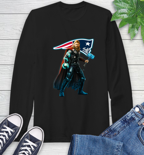 NFL Thor Avengers Endgame Football New England Patriots Long Sleeve T-Shirt 2