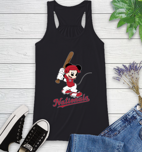 MLB Baseball Washington Nationals Cheerful Mickey Mouse Shirt Racerback Tank