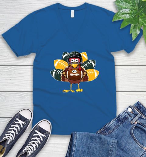 Green Bay Packers Turkey Thanksgiving Day V-Neck T-Shirt 6