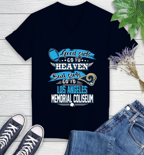 Los Angeles Rams NFL Bad Girls Go To Los Angeles Memorial Coliseum Shirt Women's V-Neck T-Shirt 2