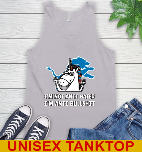 Detroit Lions NFL Football Unicorn I'm Not Anti Hater I'm Anti Bullshit Tank Top 4