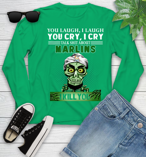 MLB Talk Shit About Miami Marlins I Kill You Achmed The Dead Terrorist Jeffrey Dunham Baseball Youth Long Sleeve 7