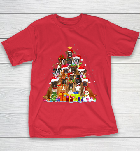 Christmas Pajama Boxer Tree Xmas Gifts Dog Dad Mom Youth T-Shirt 7