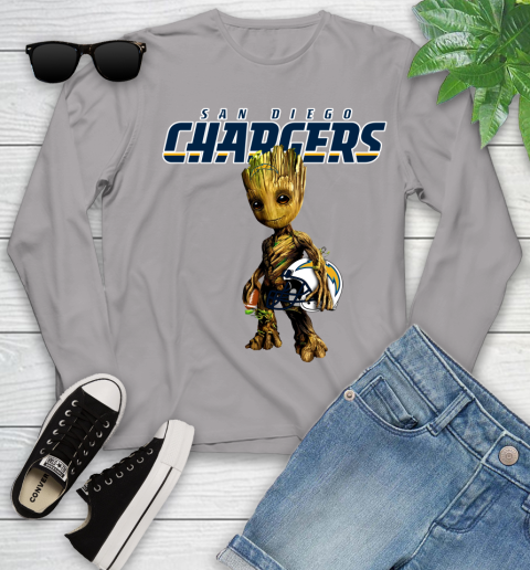 Los Angeles Chargers NFL Football Groot Marvel Guardians Of The Galaxy Youth Long Sleeve 5