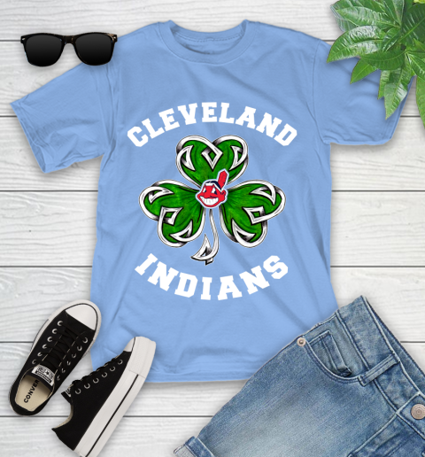 MLB Cleveland Indians Three Leaf Clover St Patrick's Day Baseball Sports Youth T-Shirt 15