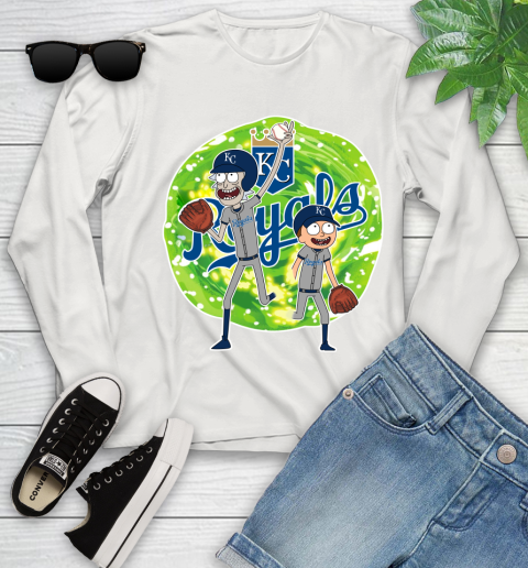 MLB Kansas City Royals Rick And Morty Baseball Sports Youth Long Sleeve 12