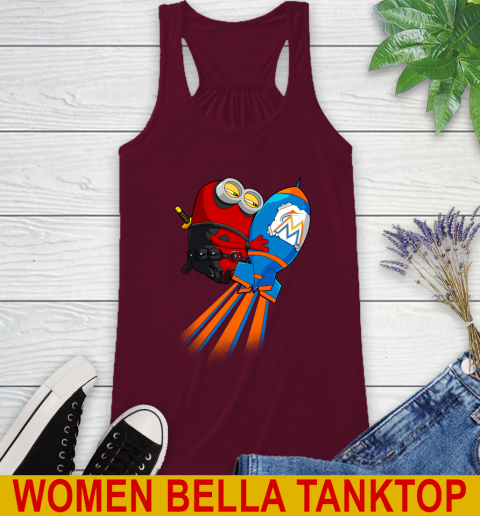 MLB Baseball Miami Marlins Deadpool Minion Marvel Shirt Racerback Tank 2