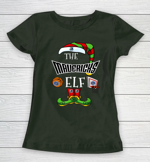 Dallas Mavericks Christmas ELF Funny NBA Women's T-Shirt 4