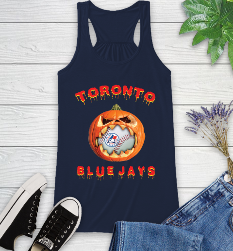 MLB Toronto Blue Jays Halloween Pumpkin Baseball Sports Racerback Tank 12