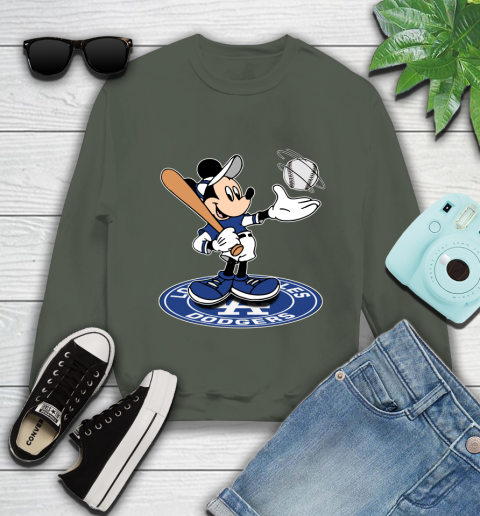 MLB Baseball Los Angeles Dodgers Cheerful Mickey Disney Shirt Youth Sweatshirt 9