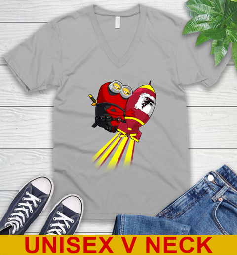 NFL Football Atlanta Falcons Deadpool Minion Marvel Shirt V-Neck T-Shirt 4 NFL Football Atlanta Falcons Deadpool Minion Marvel Shirt V-Neck T-Shirt - Image 4