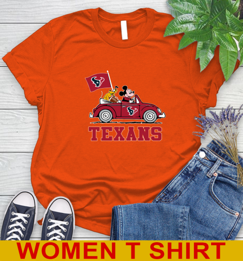 NFL Football Houston Texans Pluto Mickey Driving Disney Shirt Women's T-Shirt 5 NFL Football Houston Texans Pluto Mickey Driving Disney Shirt Women's T-Shirt - Image 5
