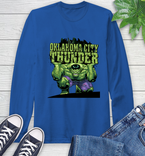 Oklahoma City Thunder NBA Basketball Incredible Hulk Marvel Avengers Sports Long Sleeve T-Shirt 9