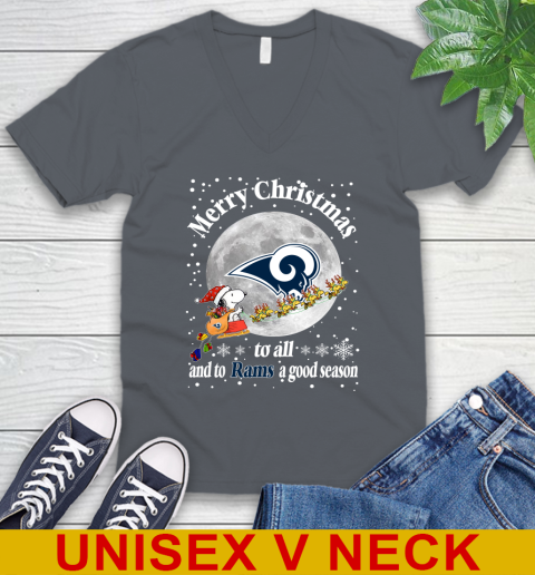 Los Angeles Rams Merry Christmas To All And To Rams A Good Season NFL Football Sports V-Neck T-Shirt 4