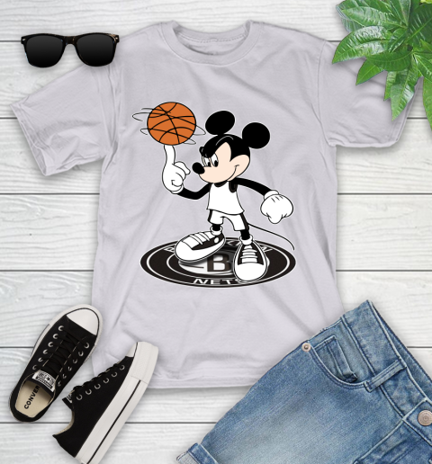 NBA Basketball Brooklyn Nets Cheerful Mickey Disney Shirt Youth T-Shirt 4