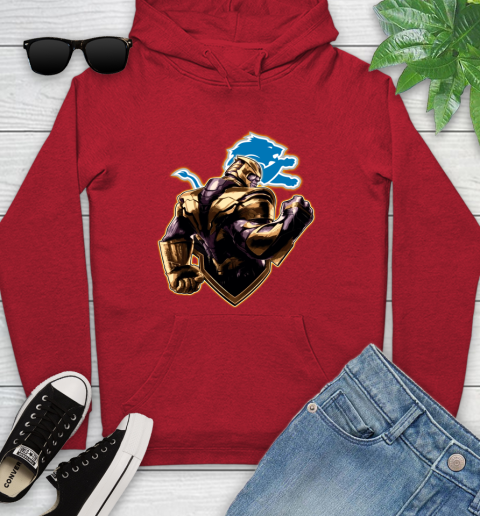 NFL Thanos Avengers Endgame Football Sports Detroit Lions Youth Hoodie 11