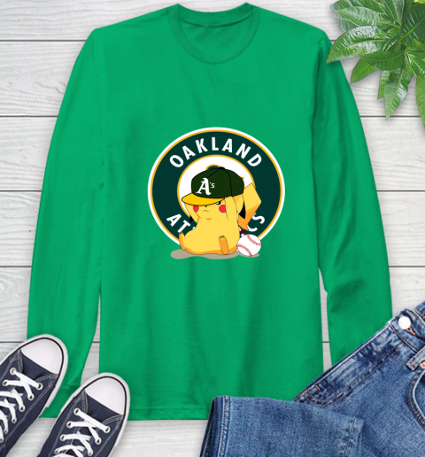 MLB Pikachu Baseball Sports Oakland Athletics Long Sleeve T-Shirt 7