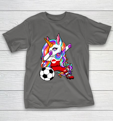 Dabbing Unicorn Greenland Soccer Fans Jersey Flag Football T-Shirt 9
