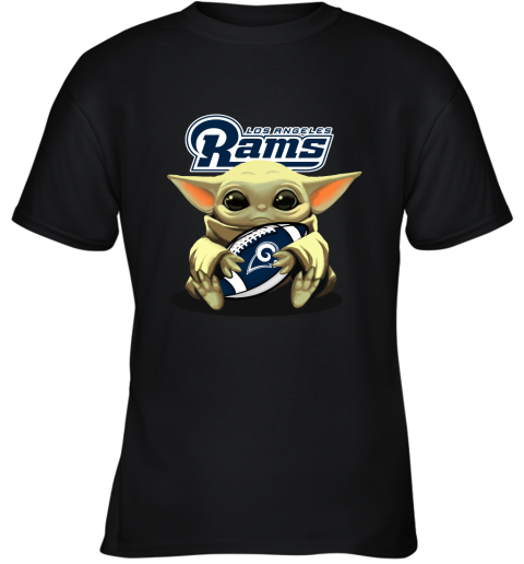 Baby Yoda Loves The Los Angeles Rám Star Wars NFL Youth T-Shirt