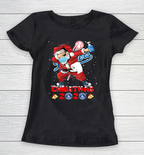 Los Angeles Dodgers Funny Santa Claus Dabbing Christmas 2020 MLB Women's T-Shirt