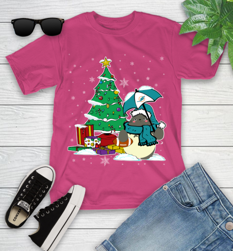 Miami Dolphins NFL Football Cute Tonari No Totoro Christmas Sports Youth T-Shirt 11