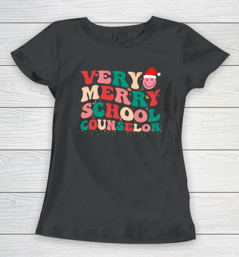 School Counselor Elf Christmas School Counselor Xmas Santa Women's T-Shirt