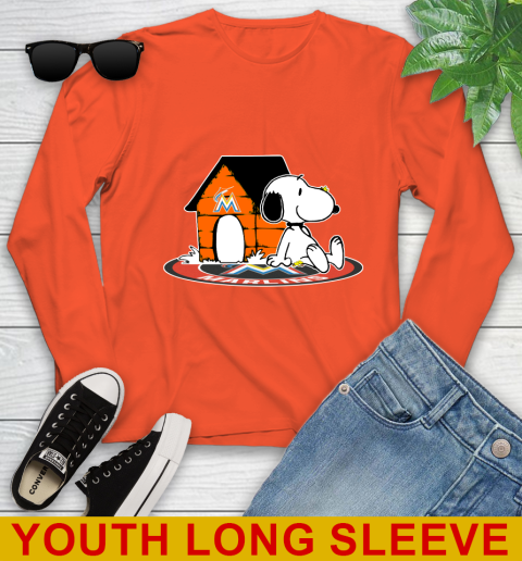 MLB Baseball Miami Marlins Snoopy The Peanuts Movie Shirt Youth Long Sleeve 4