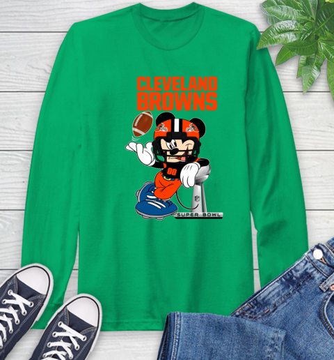 NFL Cleveland Browns Mickey Mouse Disney Super Bowl Football T Shirt Long Sleeve T-Shirt 7