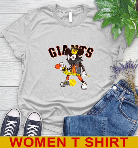 San Francisco Giants MLB Baseball Mickey Peace Sign Sports Women's T-Shirt