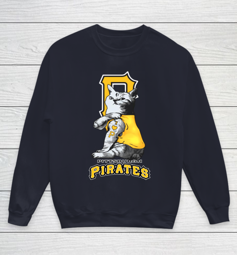 MLB Baseball My Cat Loves Pittsburgh Pirates Youth Sweatshirt 2