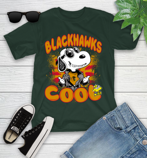 NHL Hockey Chicago Blackhawks Cool Snoopy Shirt Youth T-Shirt 4