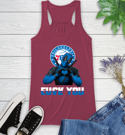 NBA Philadelphia 76ers Deadpool Love You Fuck You Basketball Sports Racerback Tank 7